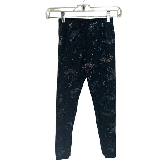 Jumping Beans Leggings Girls Size 8 Gray Iridescent Unicorns Skinny Stretch Knit - Picture 1 of 5
